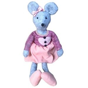 Felt Mouse Plush Stuffed Animal Decor with Weighted Bottom Twee Cottage Core